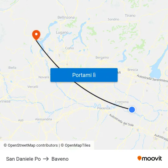 San Daniele Po to Baveno map