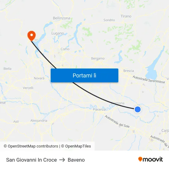 San Giovanni In Croce to Baveno map