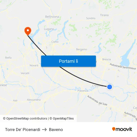 Torre De' Picenardi to Baveno map