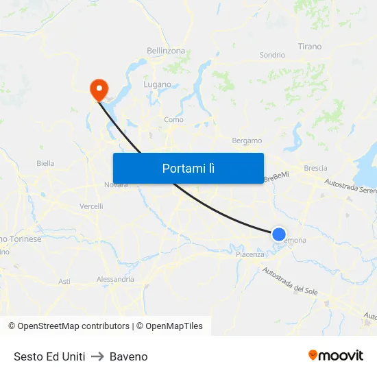 Sesto Ed Uniti to Baveno map