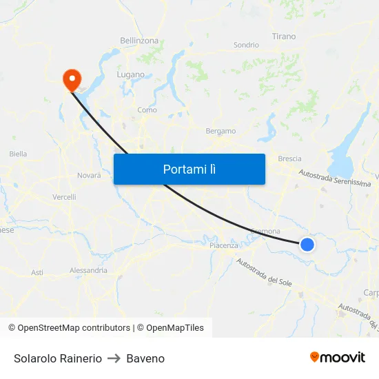 Solarolo Rainerio to Baveno map
