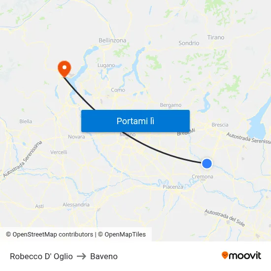 Robecco D' Oglio to Baveno map