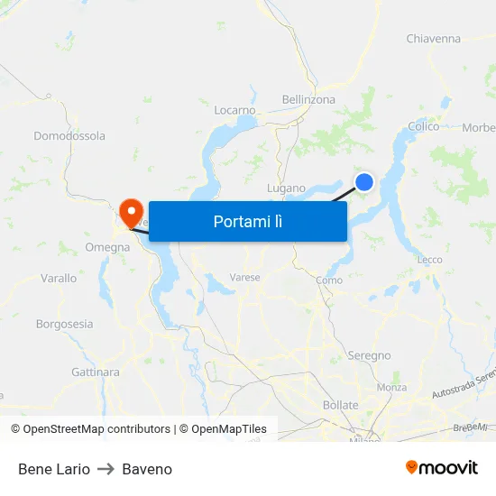 Bene Lario to Baveno map