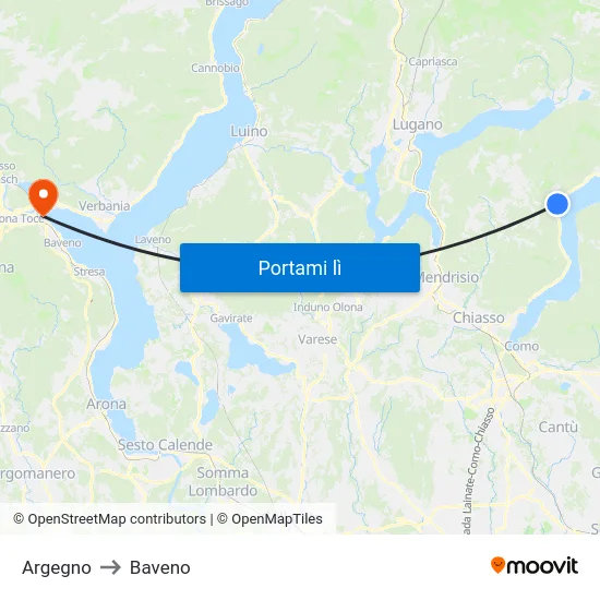 Argegno to Baveno map