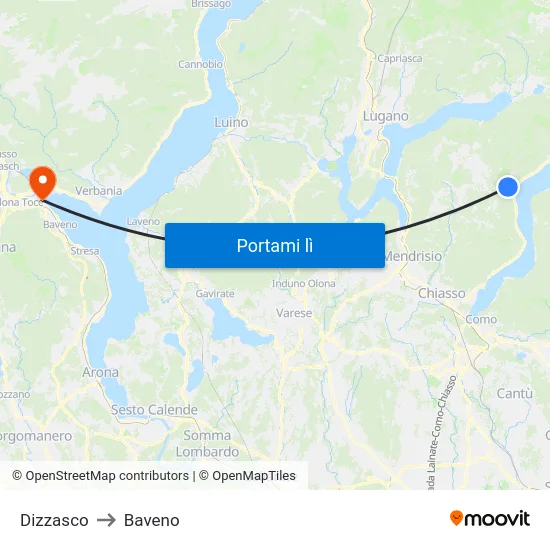 Dizzasco to Baveno map