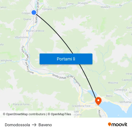 Domodossola to Baveno map