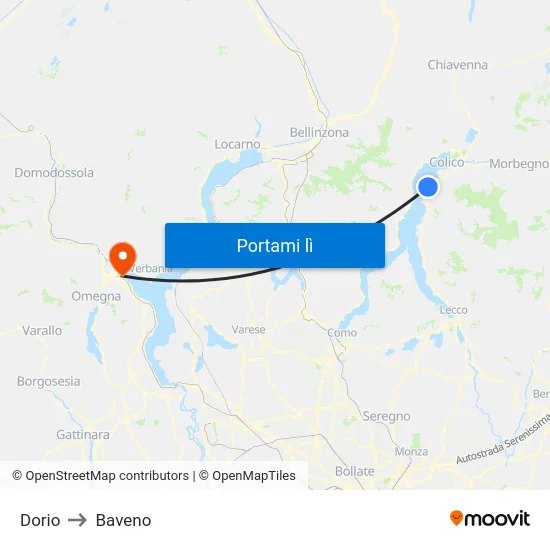 Dorio to Baveno map