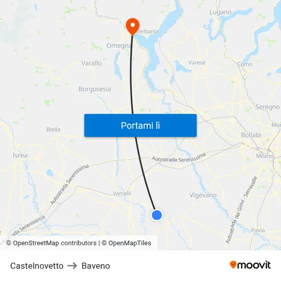 Castelnovetto to Baveno map