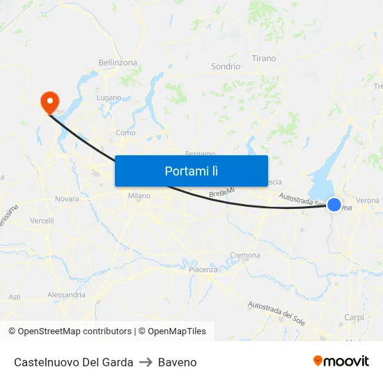 Castelnuovo Del Garda to Baveno map