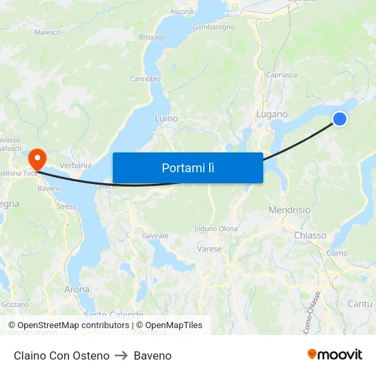 Claino Con Osteno to Baveno map