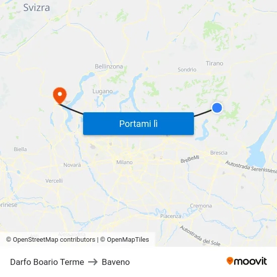 Darfo Boario Terme to Baveno map