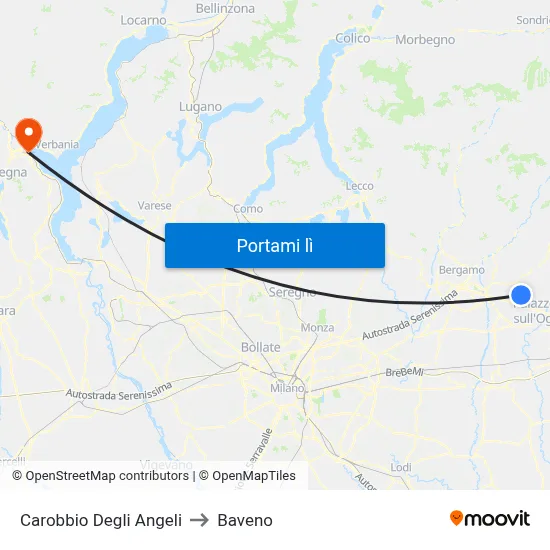 Carobbio Degli Angeli to Baveno map