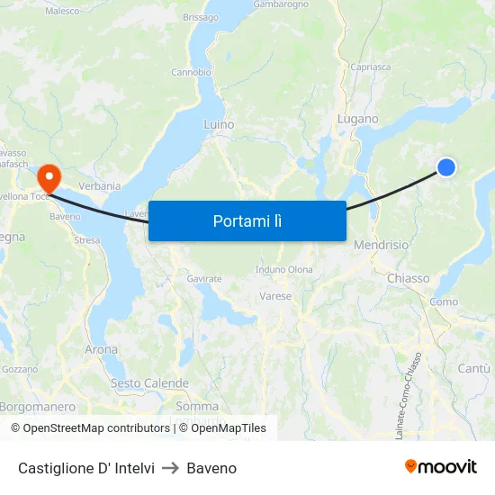 Castiglione D' Intelvi to Baveno map