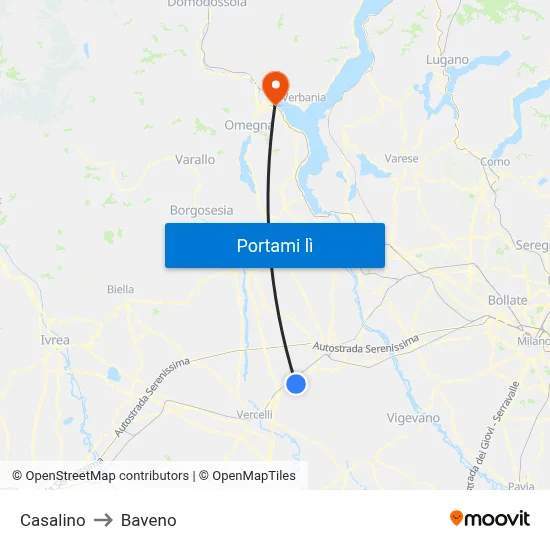 Casalino to Baveno map