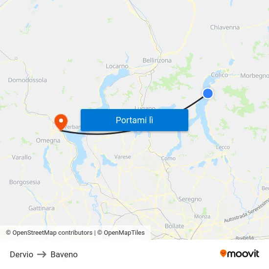 Dervio to Baveno map