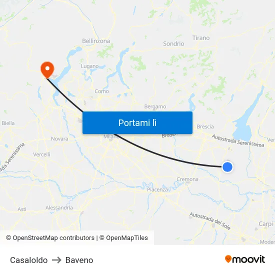Casaloldo to Baveno map