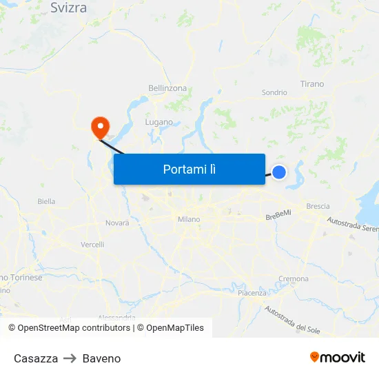 Casazza to Baveno map
