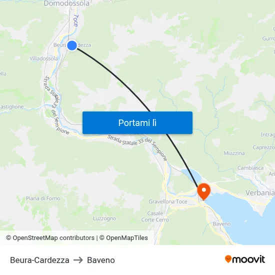 Beura-Cardezza to Baveno map