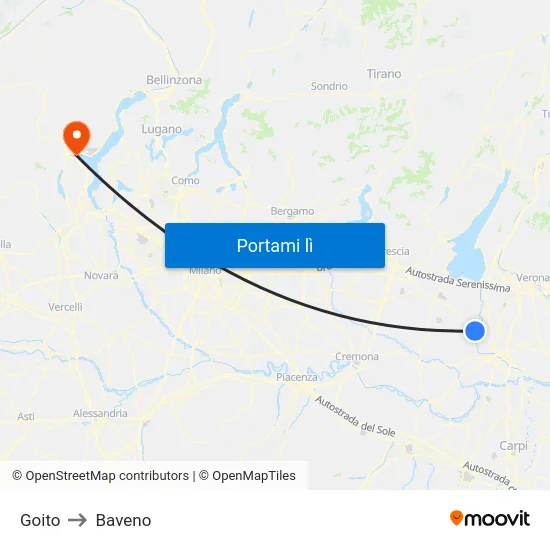 Goito to Baveno map