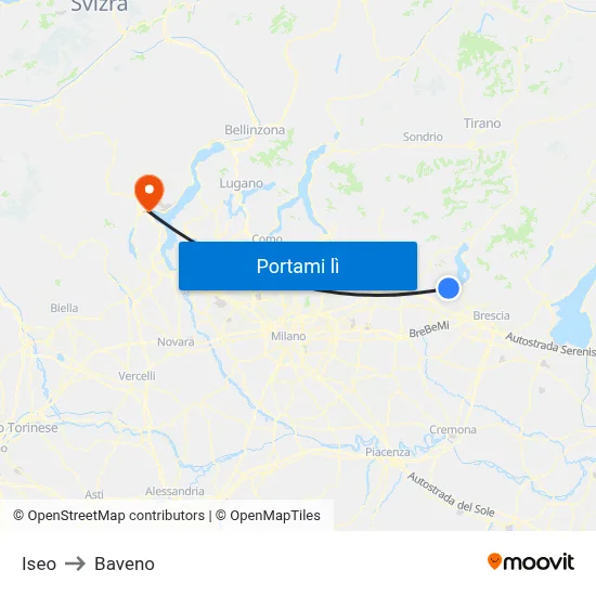 Iseo to Baveno map