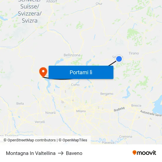 Montagna In Valtellina to Baveno map