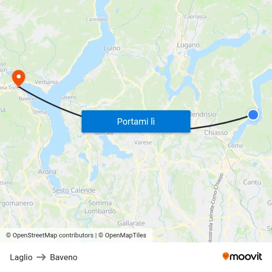 Laglio to Baveno map