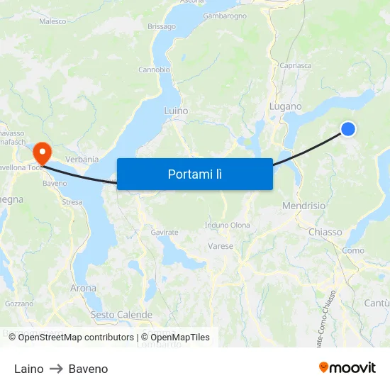 Laino to Baveno map