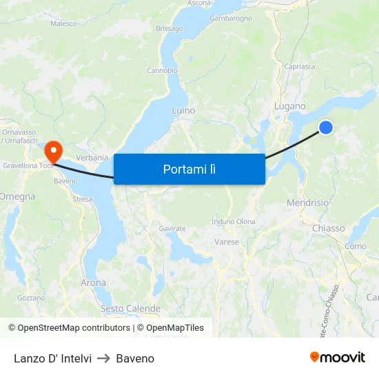 Lanzo D' Intelvi to Baveno map