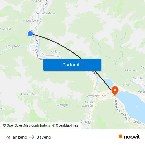 Pallanzeno to Baveno map
