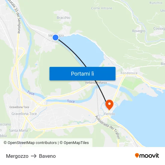 Mergozzo to Baveno map