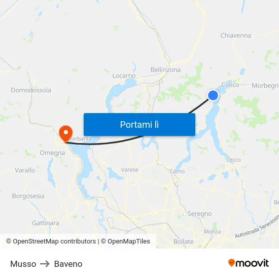 Musso to Baveno map