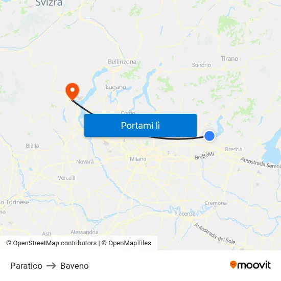 Paratico to Baveno map