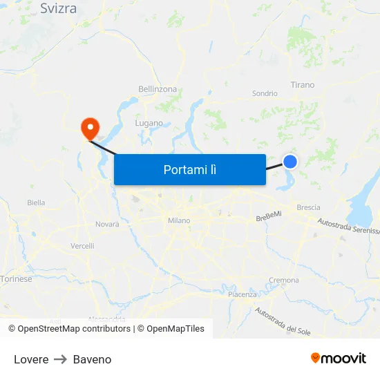 Lovere to Baveno map