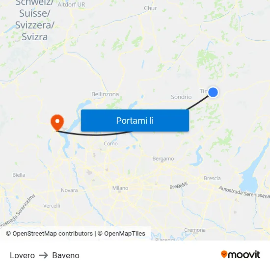 Lovero to Baveno map