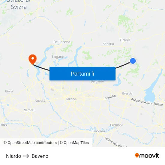 Niardo to Baveno map