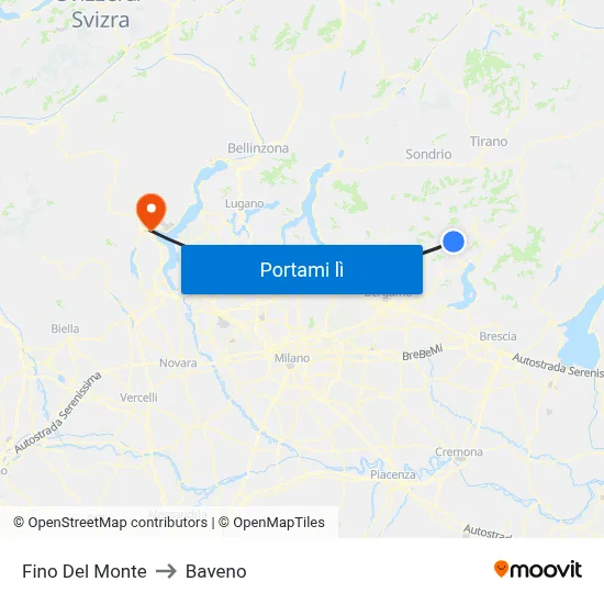 Fino Del Monte to Baveno map