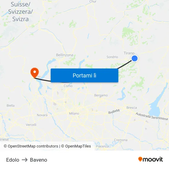 Edolo to Baveno map