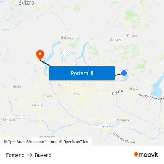 Fonteno to Baveno map