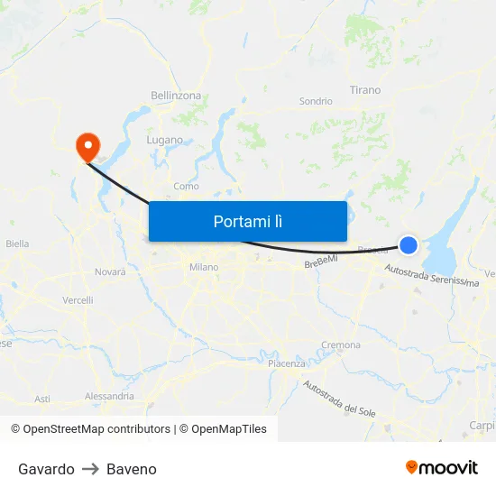 Gavardo to Baveno map