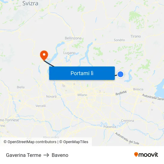 Gaverina Terme to Baveno map