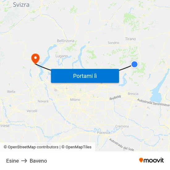 Esine to Baveno map