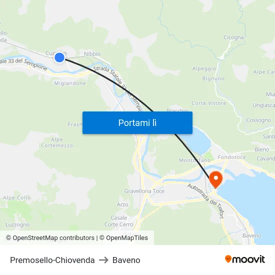 Premosello-Chiovenda to Baveno map