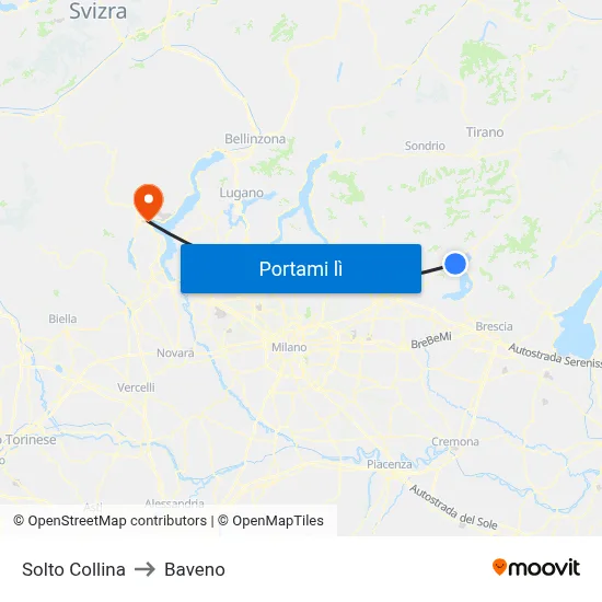 Solto Collina to Baveno map