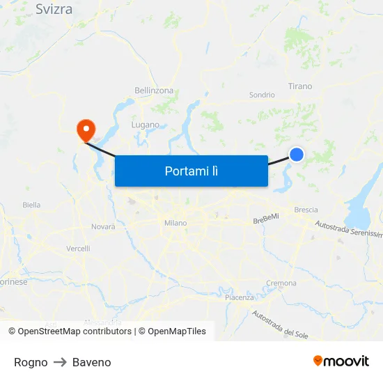 Rogno to Baveno map