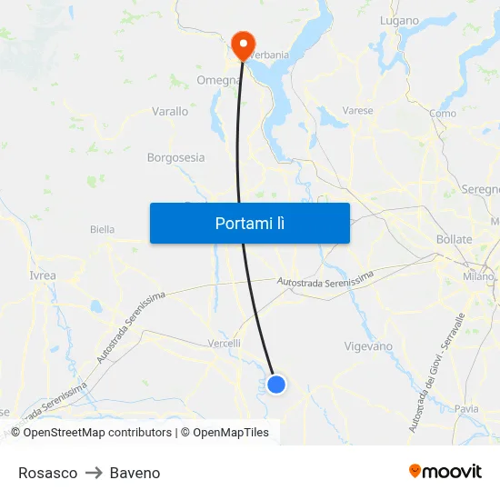 Rosasco to Baveno map