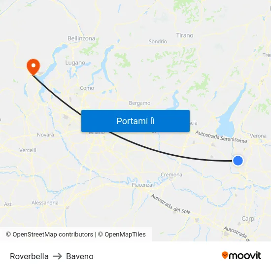 Roverbella to Baveno map