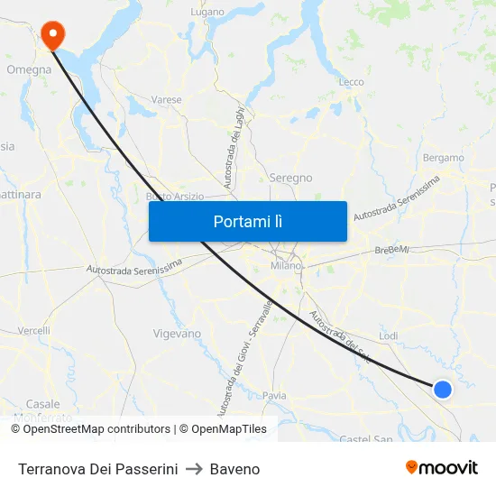 Terranova Dei Passerini to Baveno map