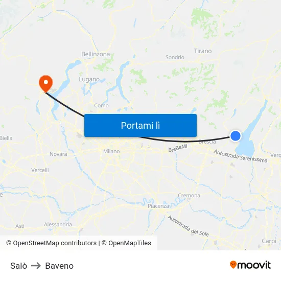 Salò to Baveno map