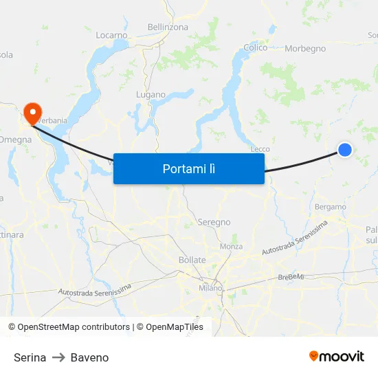 Serina to Baveno map