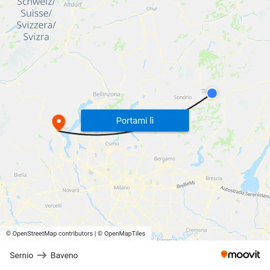 Sernio to Baveno map